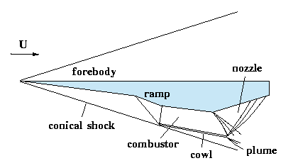 Coupe schématique d'un waverider