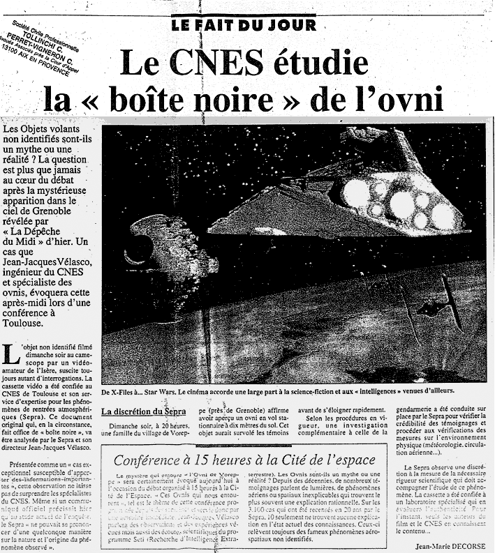 Le CNES atudie la «boîte noire» de l'ovni