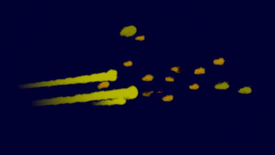 Avion tout petit entouré des lumières de la rentrée