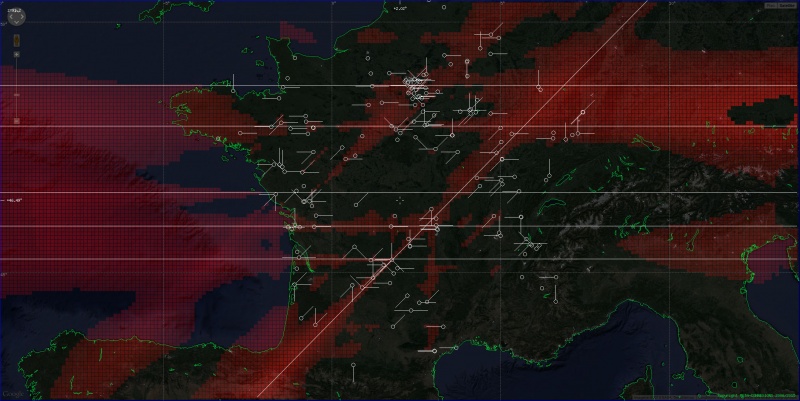 Carte avec des lignes horizontales et une en diagonale