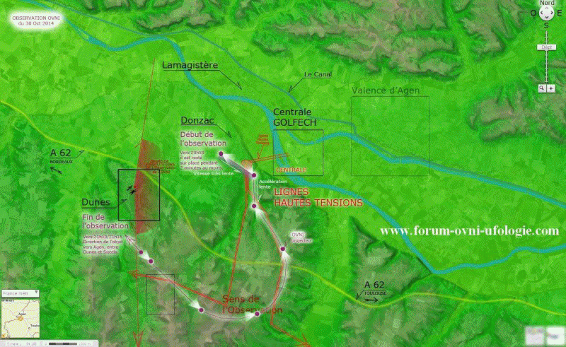 Trajectoire indiquée par le témoin