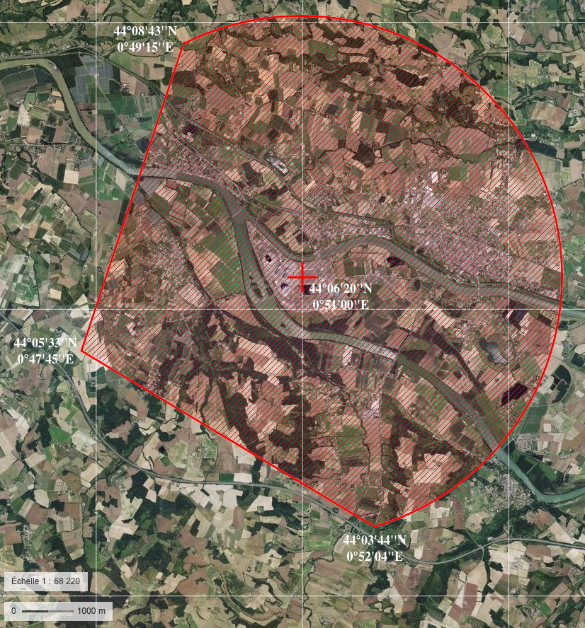 Limite de la zone de survol interdite