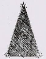 Triangle allongé avec une lumière à chaque angle et une autre au centre
