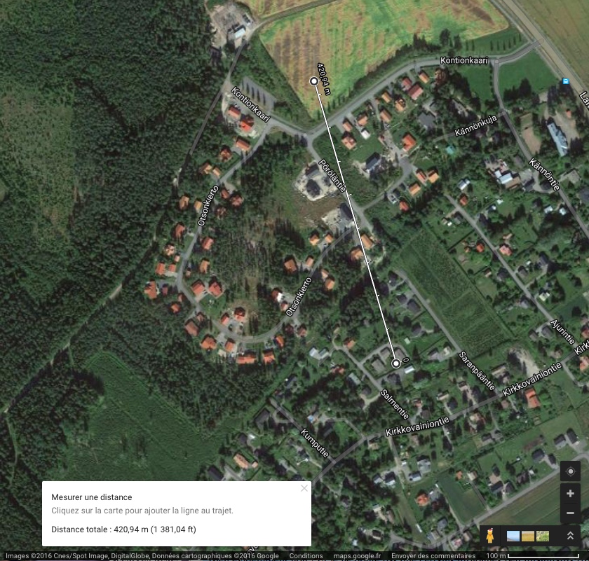 les points sur la carte correspondant aux deux étoiles