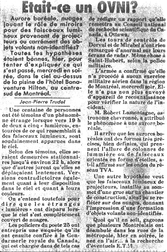 Etait-ce un OVNI ?