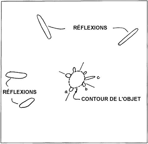 Schéma des lumières et de la forme circulaire de l'objet