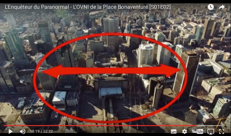 La taille de l'ovni comparé à la place Bonaventure